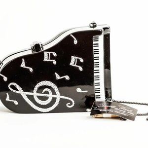 Heifetz Piano Hand-Carved Acacia Wood Clutch Bag